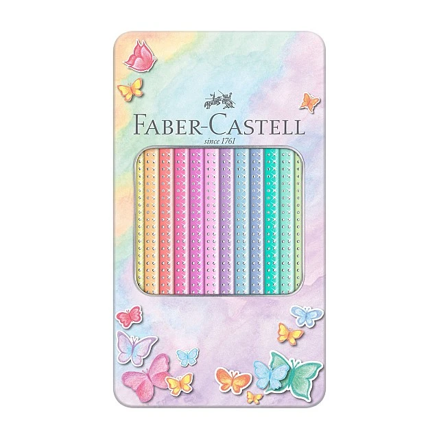 Faber-Castell Sparkle pencils, 12 pastel colours, metal tin