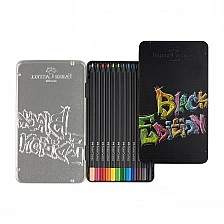 Faber-Castell Black Edition pencils, 12 colours, metal tin