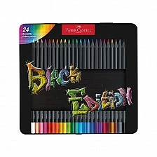 Faber-Castell Black Edition pencils, 24 colours, metal tin