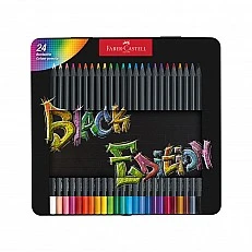 Faber-Castell Black Edition pencils, 24 colours, metal tin