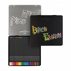 Faber-Castell Black Edition pencils, 24 colours, metal tin