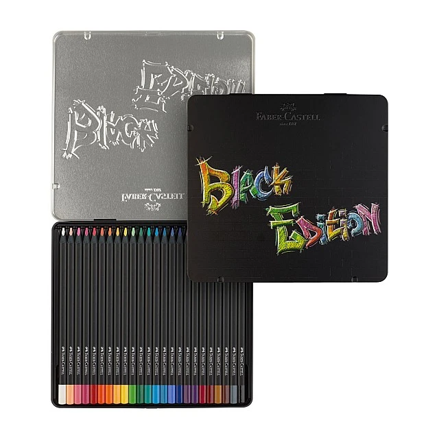 Faber-Castell Моливи Black Edition, 24 цвята, в метална кутия