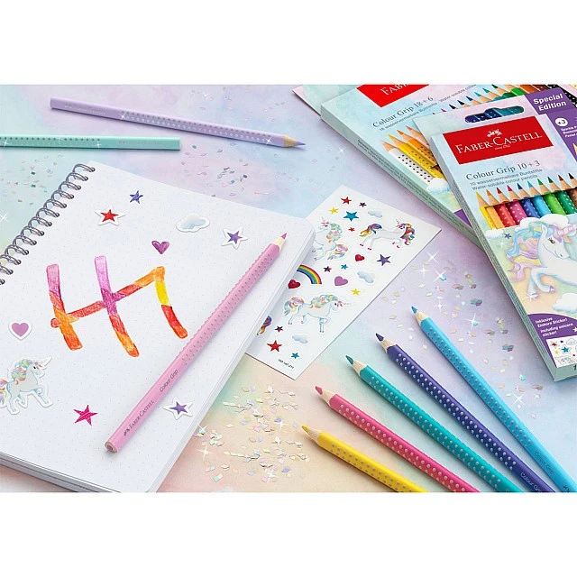 Faber-Castell Grip 2001 coloured pencils, 10 standard and 3 glitter colours