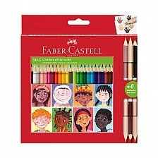 Faber-Castell Triangular coloured pencils, 24 standard and 3 skin tones