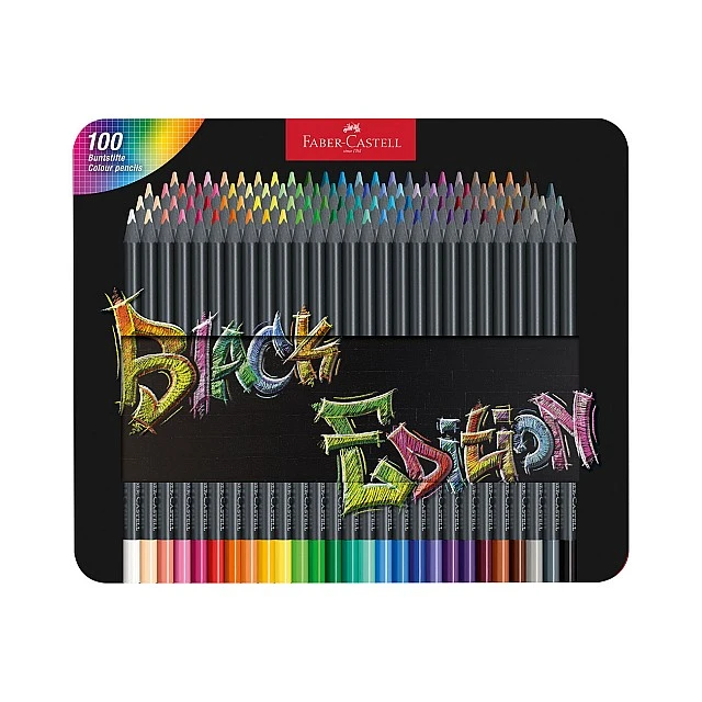 Faber-Castell Black Edition pencils, 100 colours, metal tin