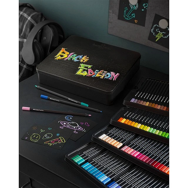 Faber-Castell Black Edition pencils, 100 colours, metal tin