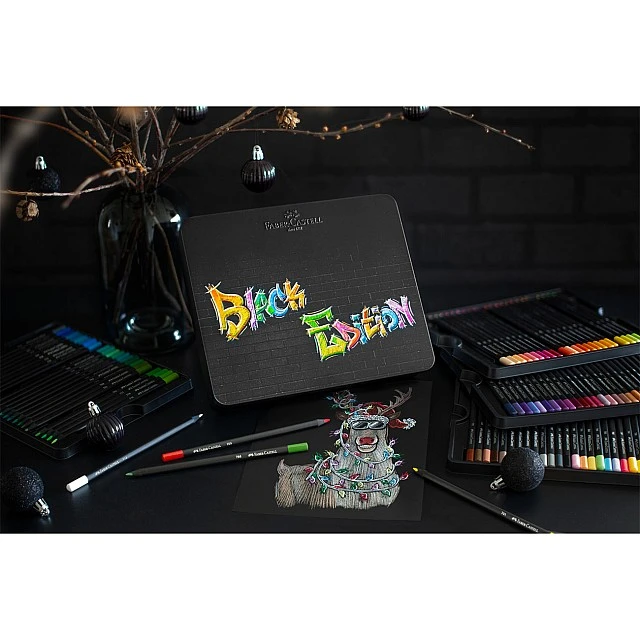 Faber-Castell Black Edition pencils, 100 colours, metal tin