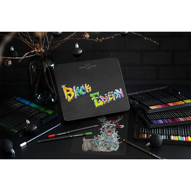 Faber-Castell Black Edition pencils, 100 colours, metal tin