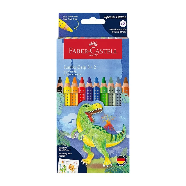 Faber-Castell Grip 2001 coloured pencils - Dinosaur, 8+2 colours