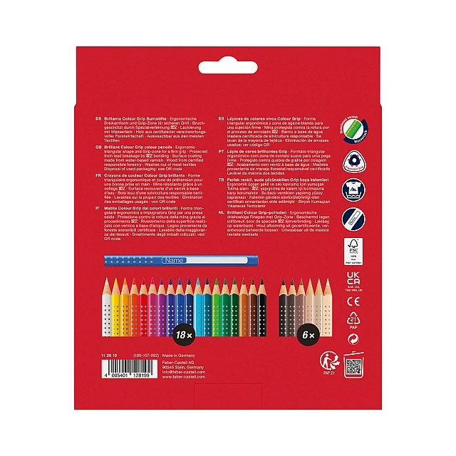 Faber-Castell Grip 2001 Skintones coloured pencils, 18+6 colours