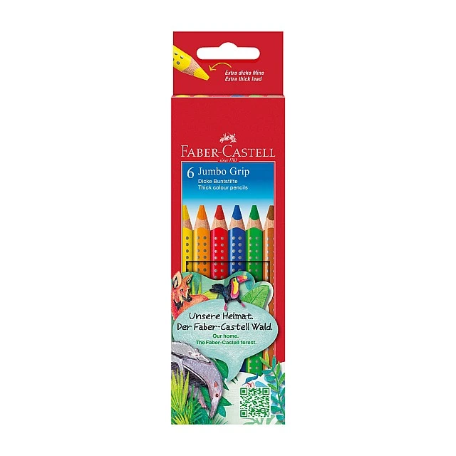 Faber-Castell Цветни моливи Jumbo Grip, 6 цвята