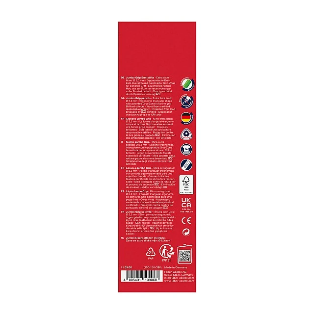 Faber-Castell Цветни моливи Jumbo Grip, 6 цвята