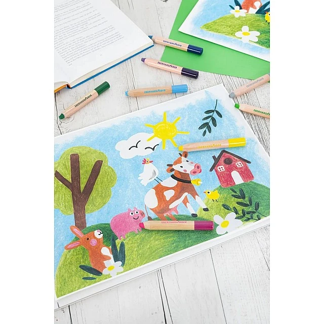 Eberhard Faber Colored Pencils Mini - Maxi, 3 in 1, Jumbo, 12 colors