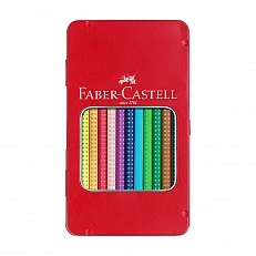 Faber-Castell Акварелни моливи Grip 2001, 12 цвята, в метална кутия