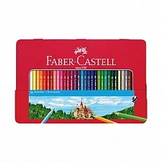 Faber-Castell Цветни моливи Замък, 36 цвята, в метална кутия