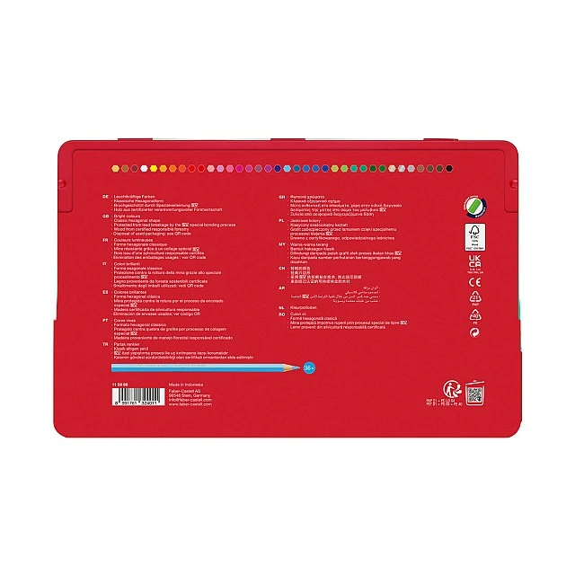 Faber-Castell Цветни моливи Замък, 36 цвята, в метална кутия