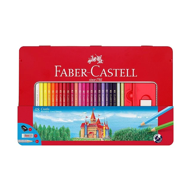 Faber-Castell Castle coloured pencils, 48 colours, metal tin