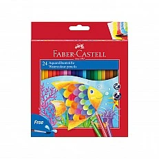Faber-Castell Акварелни моливи, 24 цвята, с включена четка