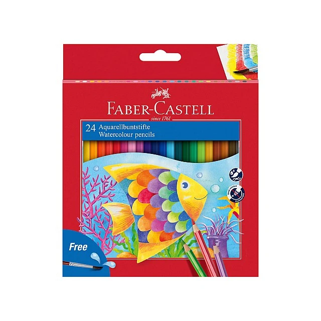 Faber-Castell Watercolour pencils, 24 colours with brush