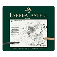 Faber-Castell Комплект въглени Pitt Charcoal, 24 броя в метална кутия