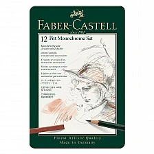 Faber-Castell Pitt Monochrome pencil set, 12 pieces in a metal case