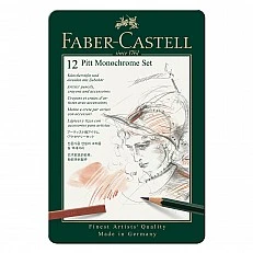 Faber-Castell Комплект моливи Pitt Monochrome, 12 броя в метална кутия