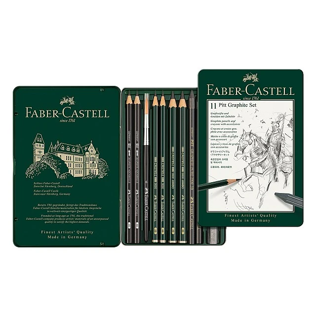 Faber-Castell Комплект моливи Pitt Graphite, 11 броя в метална кутия