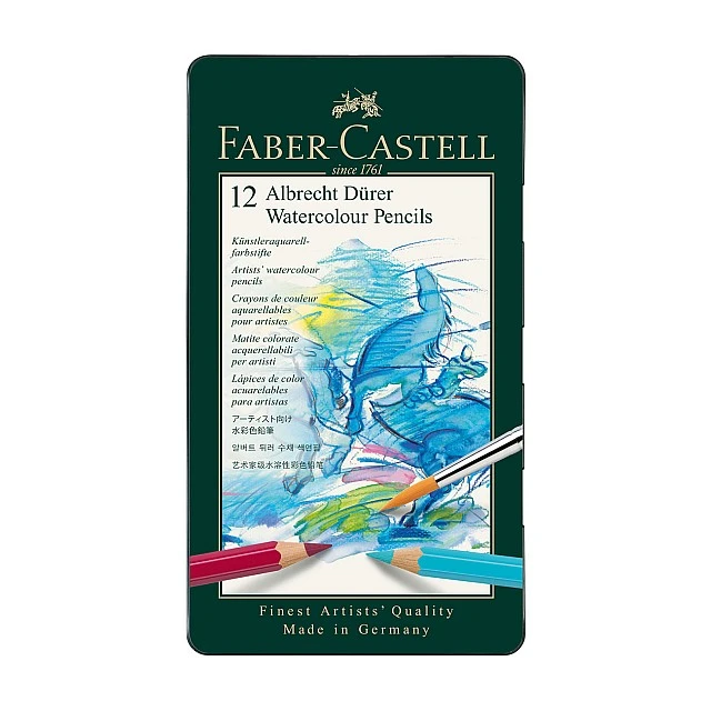 Faber-Castell Albrecht Dürer watercolor pencils, 12 colors, in a metal box