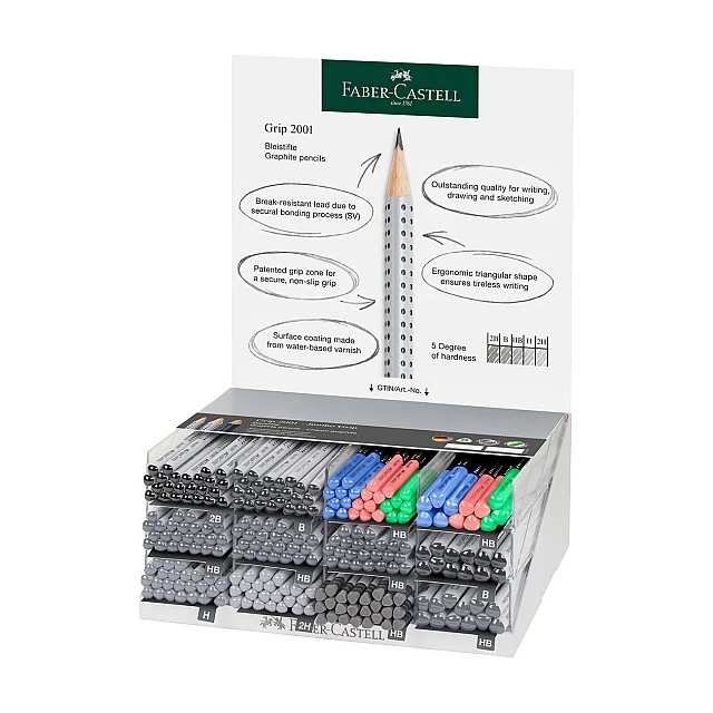 Faber-Castell Grip 2001 pencils assorted grades, 252 pieces display