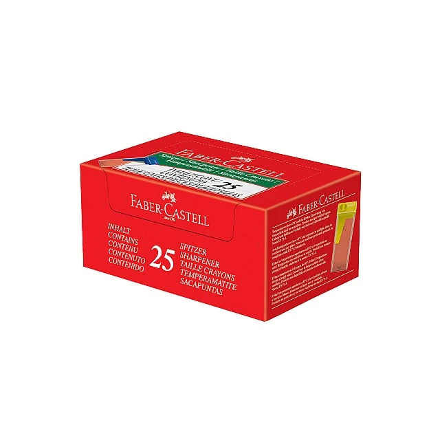 Faber-Castell Sharpener, with transparent container, assorted, 25 pieces