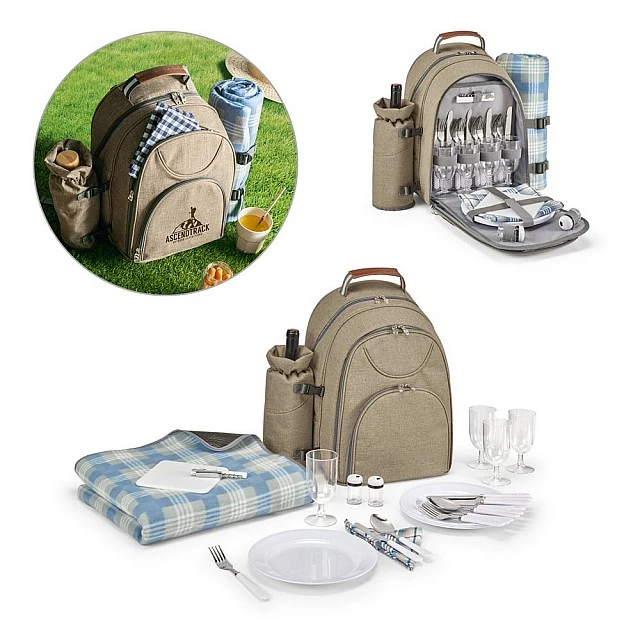 Hi!dea Picnic backpack with accessories, light brown