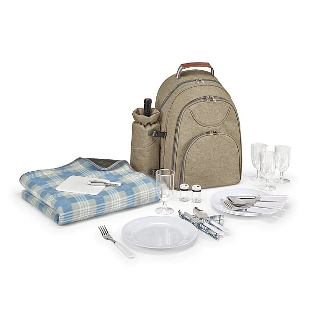 Hi!dea Picnic backpack with accessories, light brown