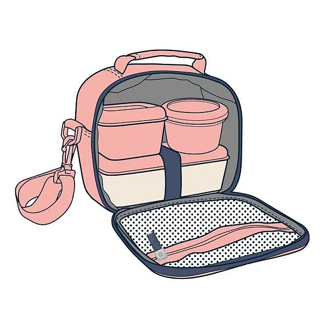 Milan Food Bag 1918, with 3 boxes, pink