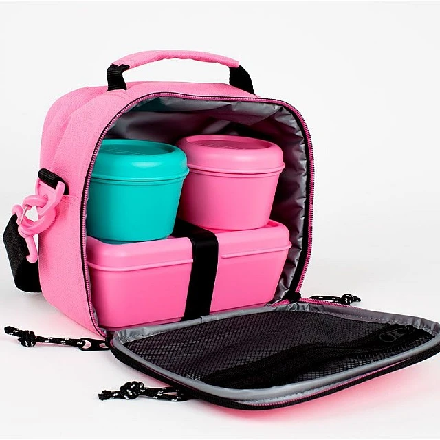 Milan Sunset food bag, with 3 boxes, pink