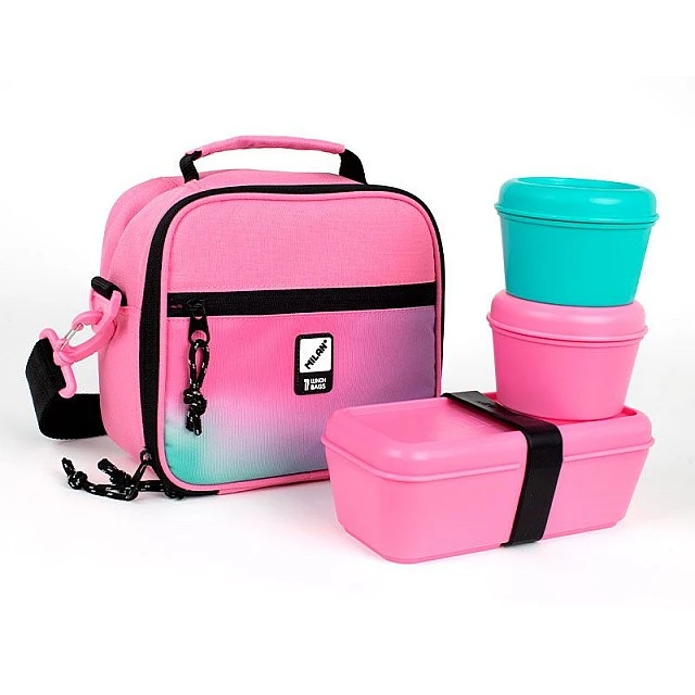 Milan Sunset food bag, with 3 boxes, pink
