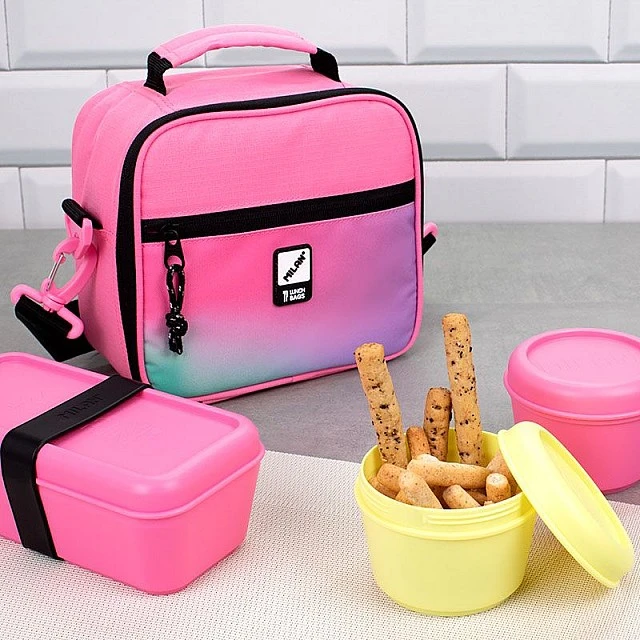 Milan Sunset food bag, with 3 boxes, pink