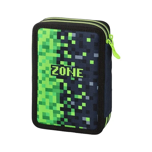 Statovac Double Decker Toiletry Bag - Pixel, with two zippers, full