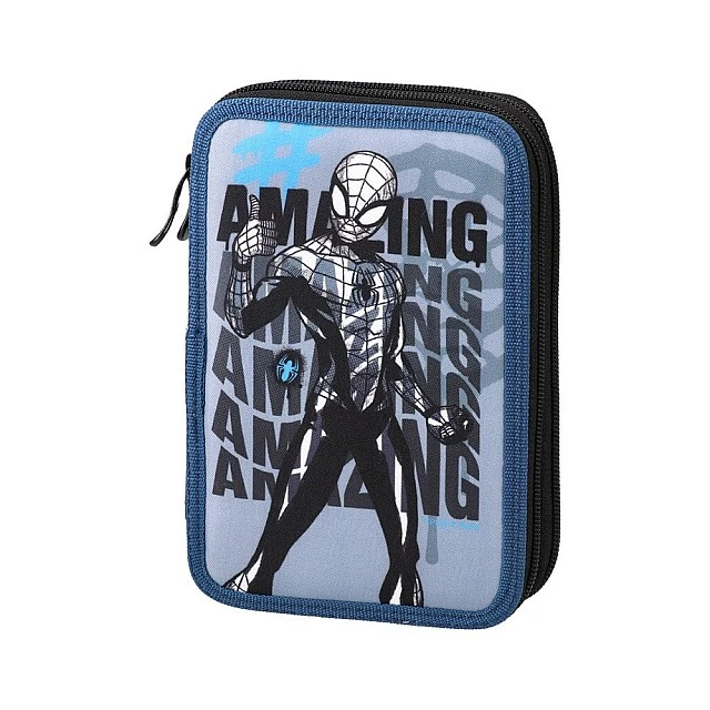Statovac Double Decker Toiletry Bag - Spiderman, with two zippers, full