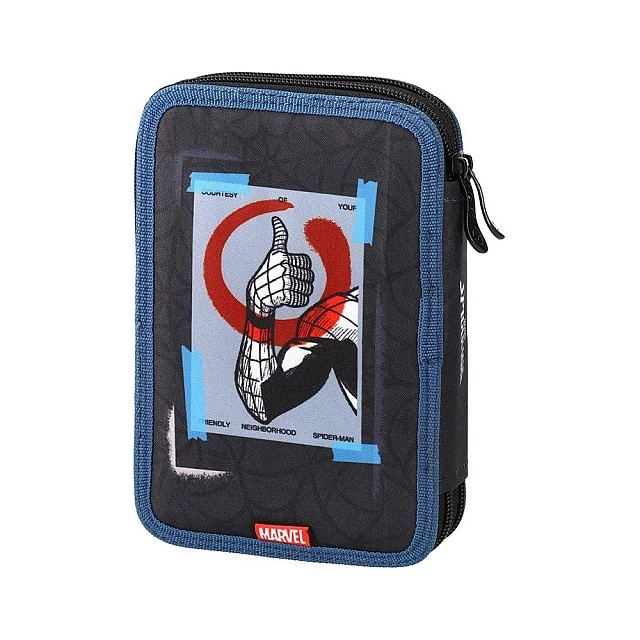 Statovac Double Decker Toiletry Bag - Spiderman, with two zippers, full