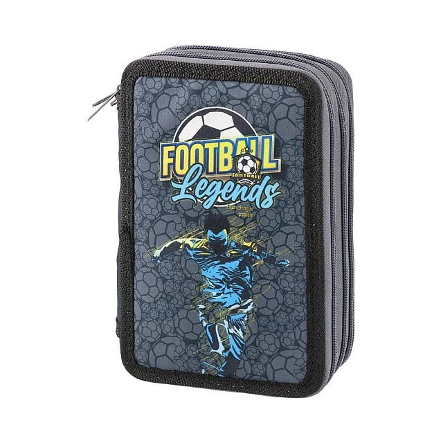 Statovac Triple Decker Toiletry Bag - Football, with three zippers, full