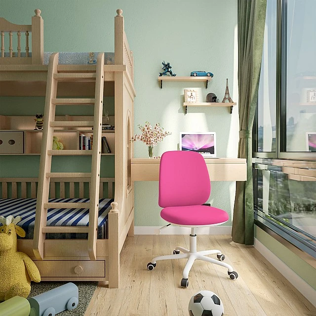 RFG Children’s chair Lucky White, damask, pink seat, pink backrest