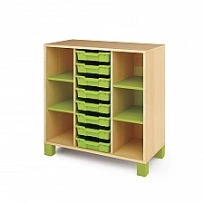 Nowa Szkola Chest of drawers, with trays and shelves, green