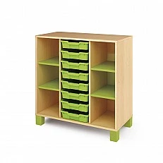 Nowa Szkola Chest of drawers, with trays and shelves, green