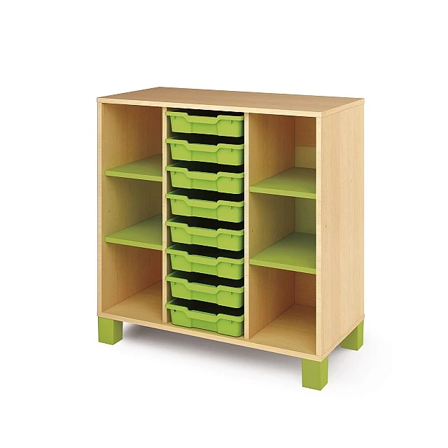 Nowa Szkola Chest of drawers, with trays and shelves, green