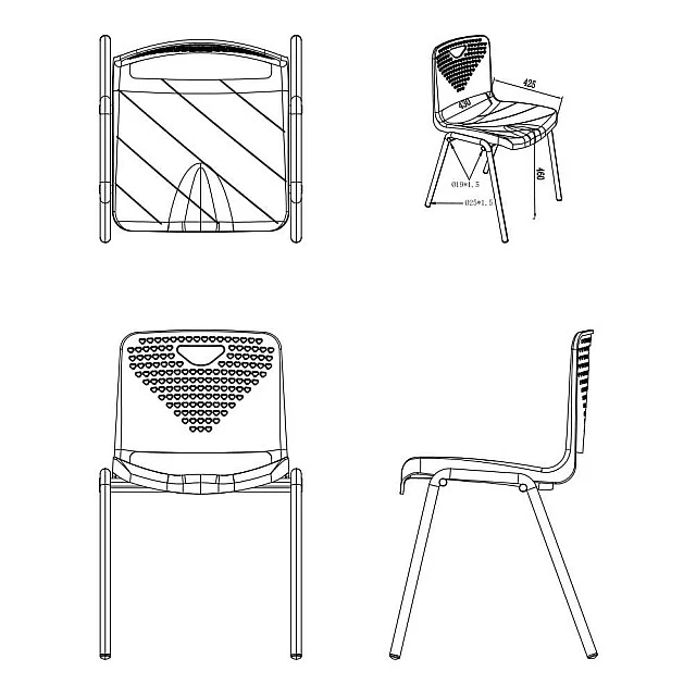 RFG school chair Stilo 430 x 425 x 460 mm red grades 8-12