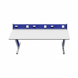RFG Ученическа маса Flat, лабораторна, 180 х 60 х 75 cm, синьо-бяла