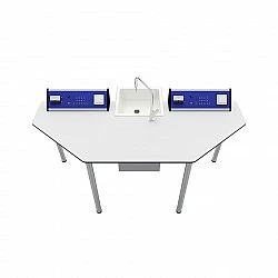 RFG Student table Quin, laboratory, 170 x 70 x 75 cm, blue-white