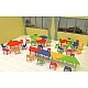 RFG school table Trapez height-adjustable 1200 x 600 x 370-620 mm red