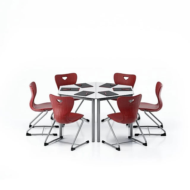 RFG school table Trapez above 8th grade 1250 x 600 x 750 mm HPL white top grey metal
