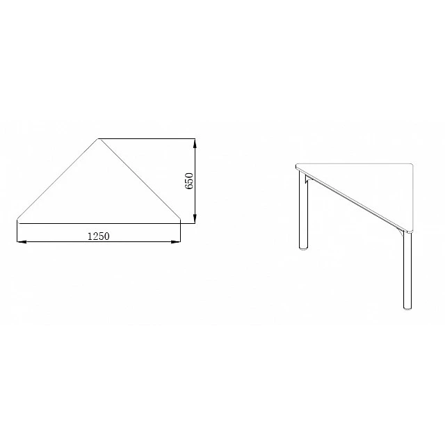 RFG school table Trapez 45 above 8th grade 650 x 1250 x 750 mm MDF white top grey metal